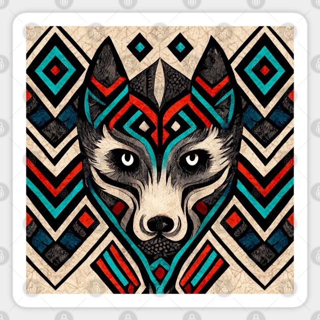 Aztec Wolf IV Sticker by CatyArte